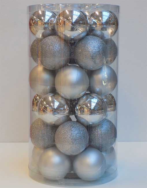 Novogodišnji ukrasi za jelku Kugle Srebrne 30 kom. 19014