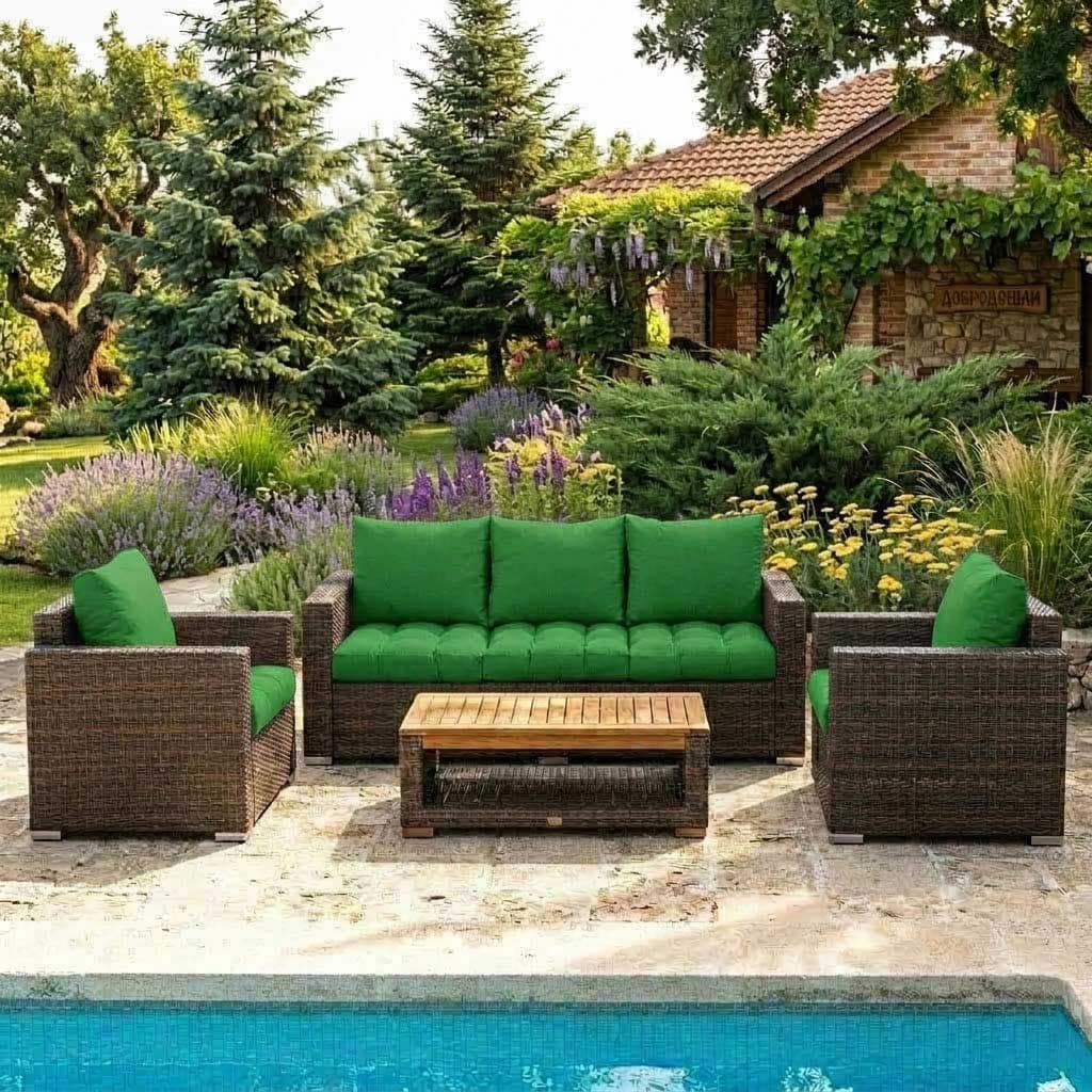 Jastuci Za Veliku Baštensku Garnituru - Trosed i Dve Fotelje GREEN