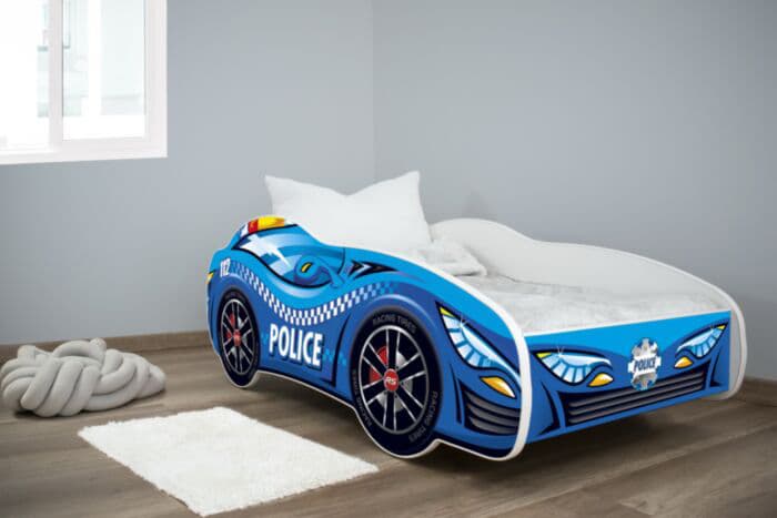 Dečiji krevet sa dušekom i letvicama 160x80cm Trkački auto Police 7429