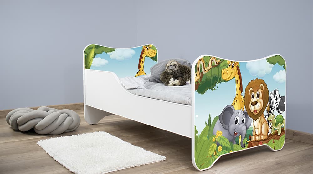 Dečiji krevet sa dušekom i letvicama 160x80 cm Happy kitty Africa