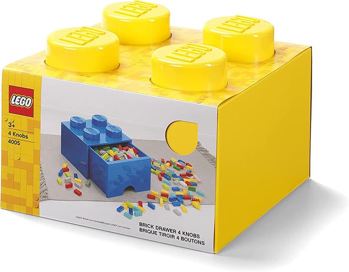 Kutija - fioka za odlaganje LEGO® Kocka 4  25x25x18cm žuta 4005