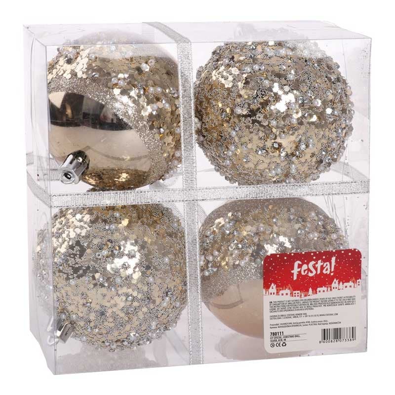 Ukrasi za novogodišnju jelku Kugle Icy Special 8cm 4kom. Silver