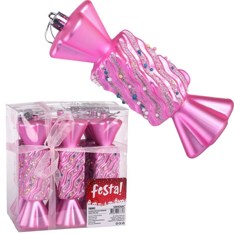 Ukrasi za novogodišnju jelku u obliku bombone 6kom. 8cm