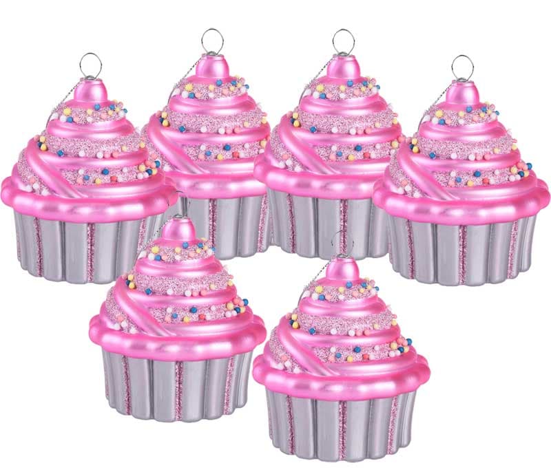 Ukrasi za novogodišnju jelku u obliku mafina 6kom. 7.5cm