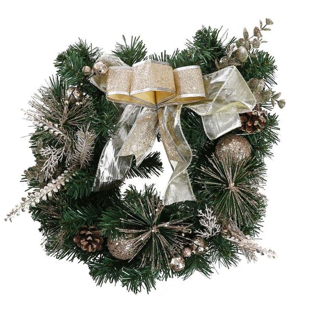 Kućna dekoracija - Novogodišnji venčić 40cm Gold Pine