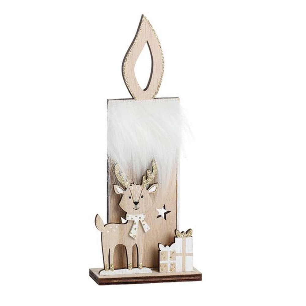 Kućna dekoracija Drvena novogodišnja sveća 22cm 2 komada