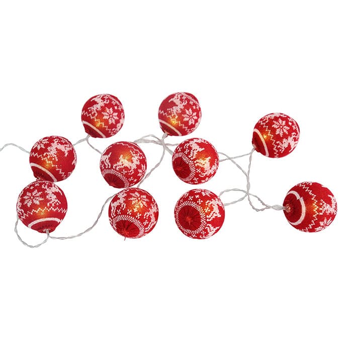 Festa Novogodišnje lampice na baterije crvene Vunene Kugle 10LED
