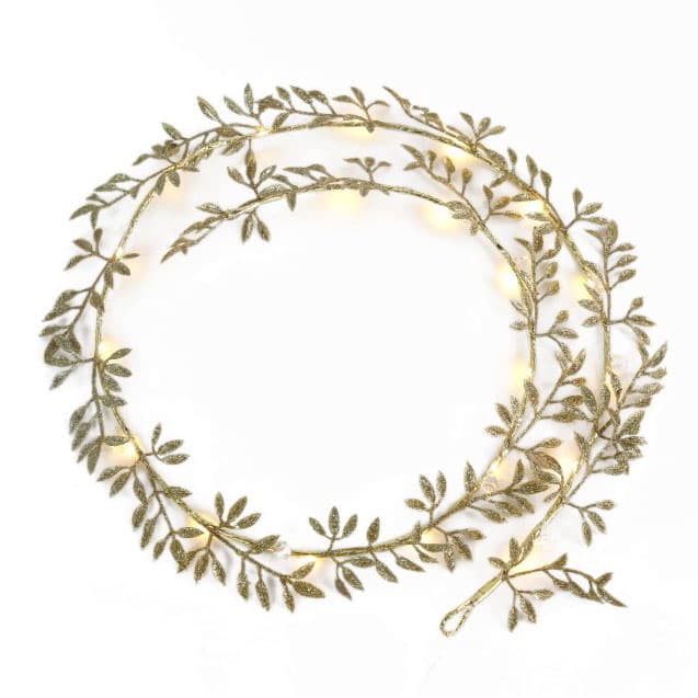 Božićna dekoracija - Zlatna girlanda sa lampicama 20LED 150cm