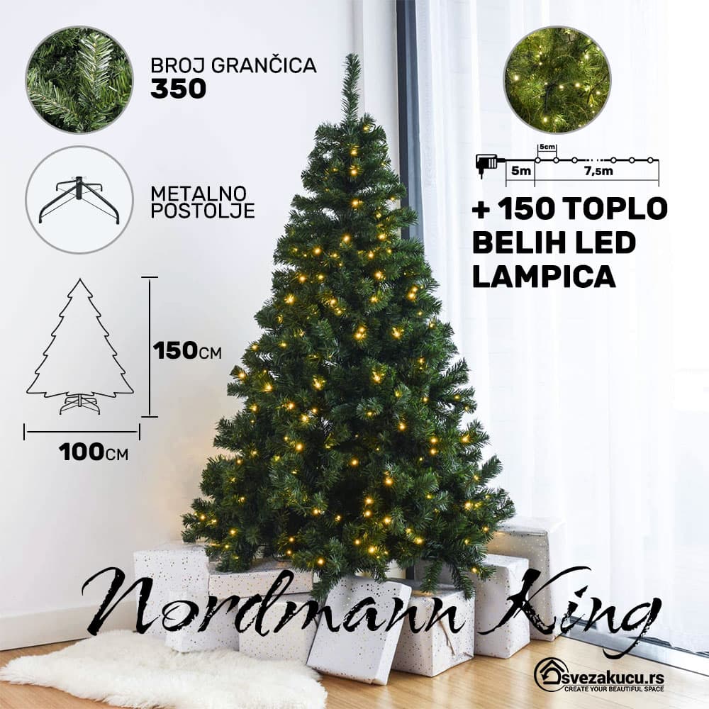 Nordmann King novogodišnja jelka 150cm sa LED lampicama