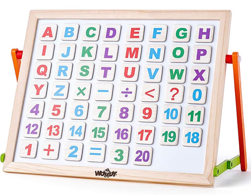 WOODY Dvostrana tabla za pisanje sa priborom, brojevima i slovima 90107