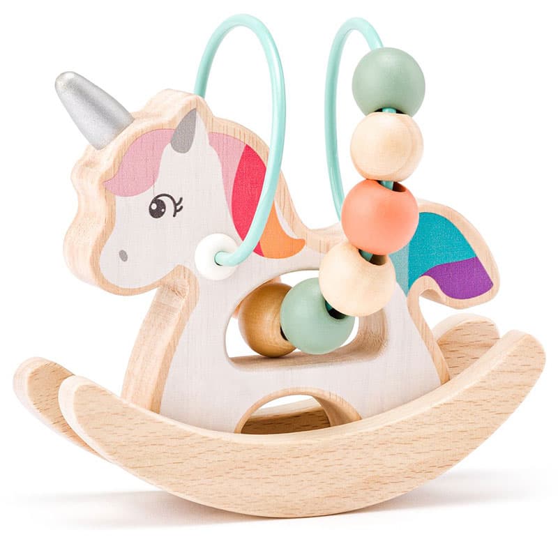 WOODY Didaktička igračka Nizalica sa perlama Jednorog 91974