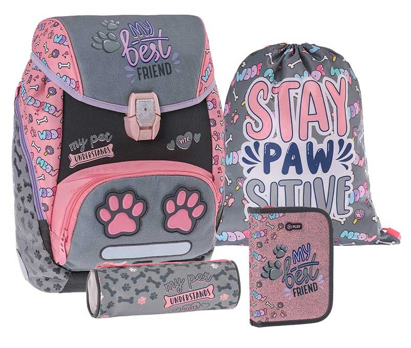 Komplet Školski ranac Pernice i Torbica za patike Stay Pawsitive