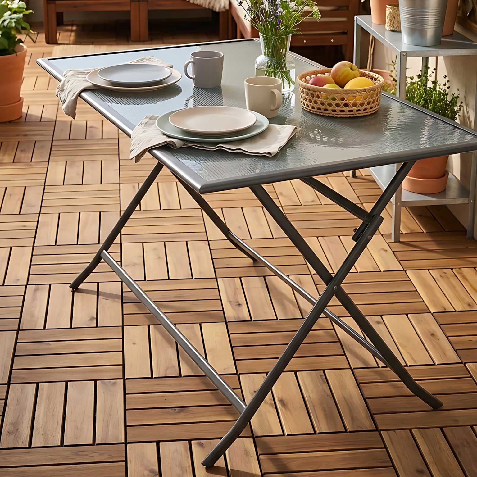 Sklopivi Baštenski Sto Metal - Staklo Fleksia