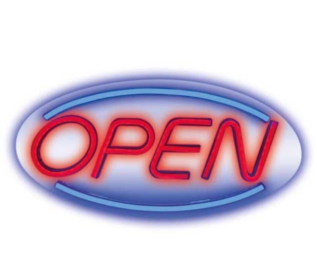 LED natpis sa neonskim efektom Open