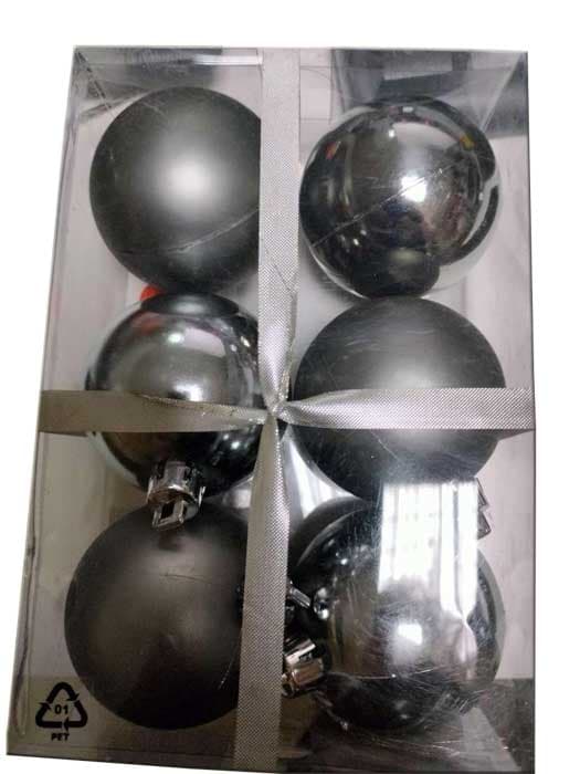 Ukrasi za novogodišnju jelku Kugle 6cm 6 kom. Sive