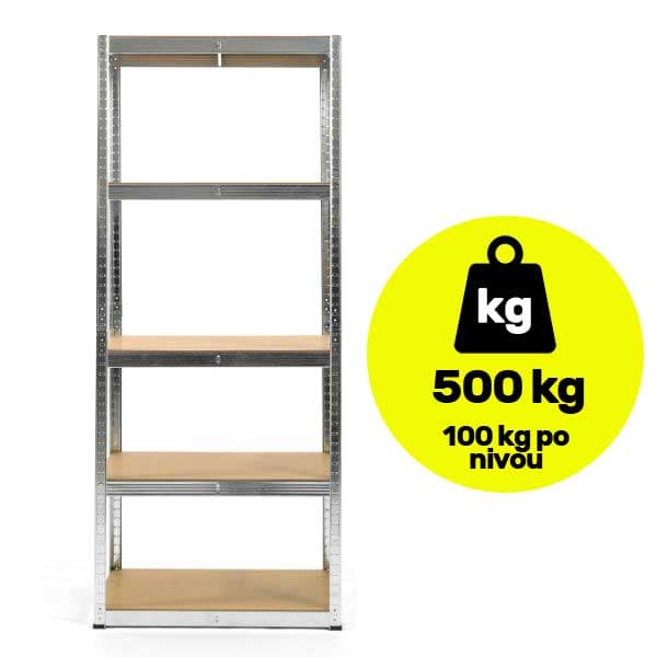 Metalna polica sa pet nivoa za odlaganje Nosivost 500kg 180x75x45cm