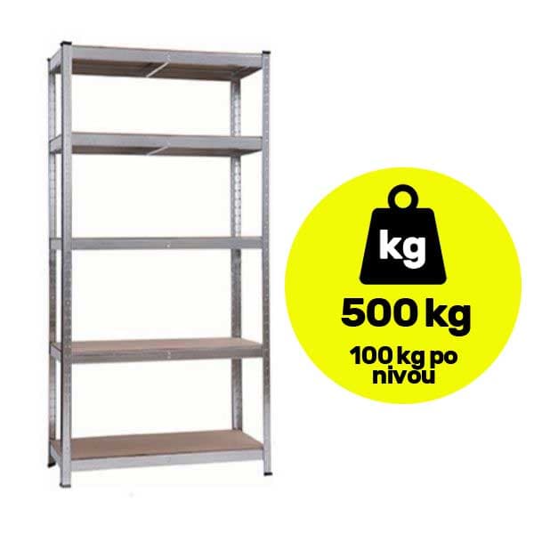 Metalna polica velike nosivosti 5x100kg 180x90x30cm