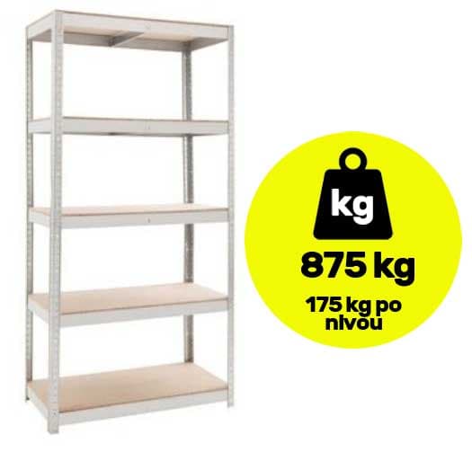 Metalna polica sa pet nivoa velike nosivosti 5x175kg 180x100x60cm