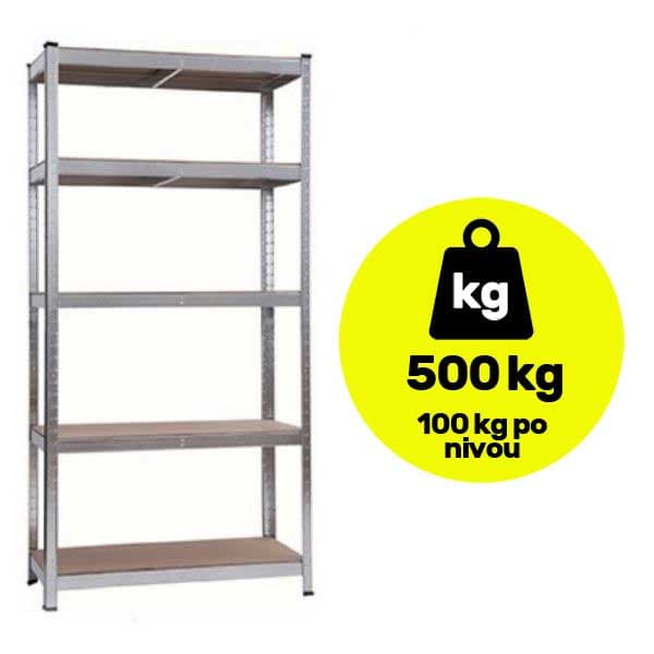 Metalna polica velike nosivosti 5x100kg 180x90x60cm