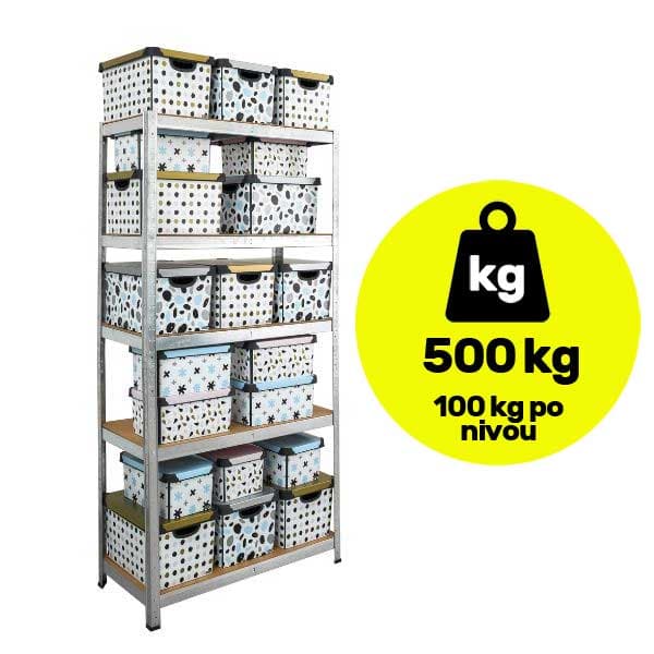 Metalna polica velike nosivosti 5x100kg 180x100x35cm