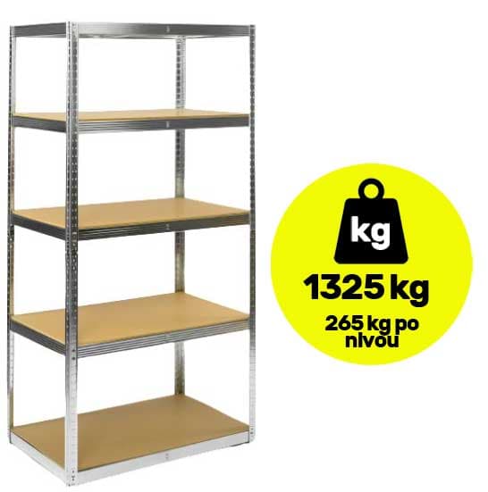 Metalna polica velike nosivosti 5x265kg 180x90x45cm