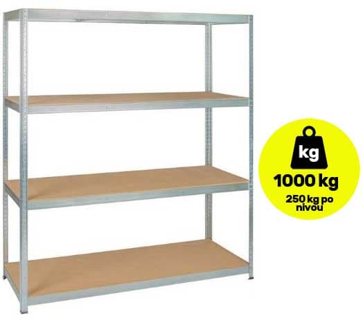 Metalna polica velike nosivosti 4x250kg 180x160x60cm