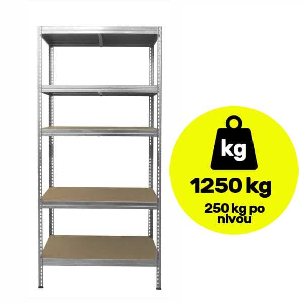 Metalna polica velike nosivosti 5x250kg 213x120x60cm