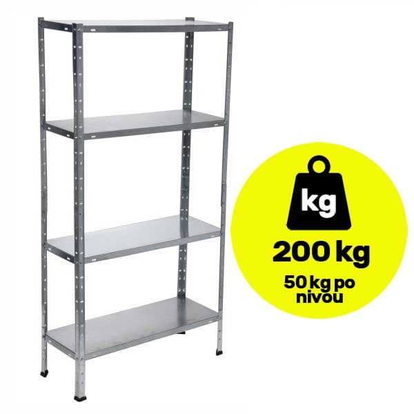 Metalna polica velike nosivosti 4x50kg 150x75x30cm
