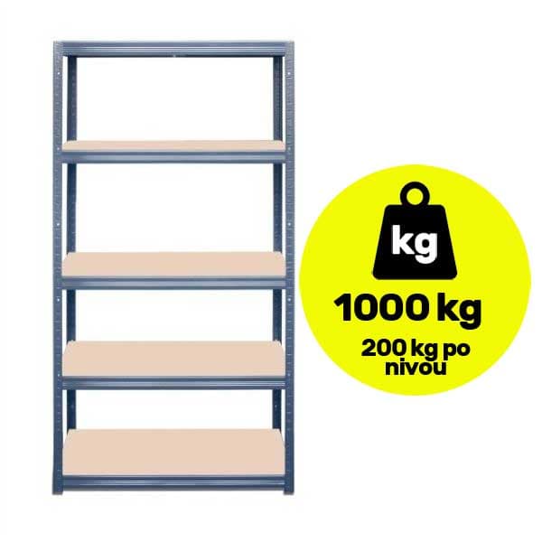Metalna polica velike nosivosti 5x200kg 180x90x40cm