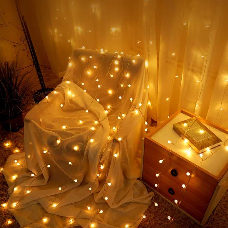 Novogodišnje loptice - lampice 100 LED 10 m Toplo bele ML-C2009