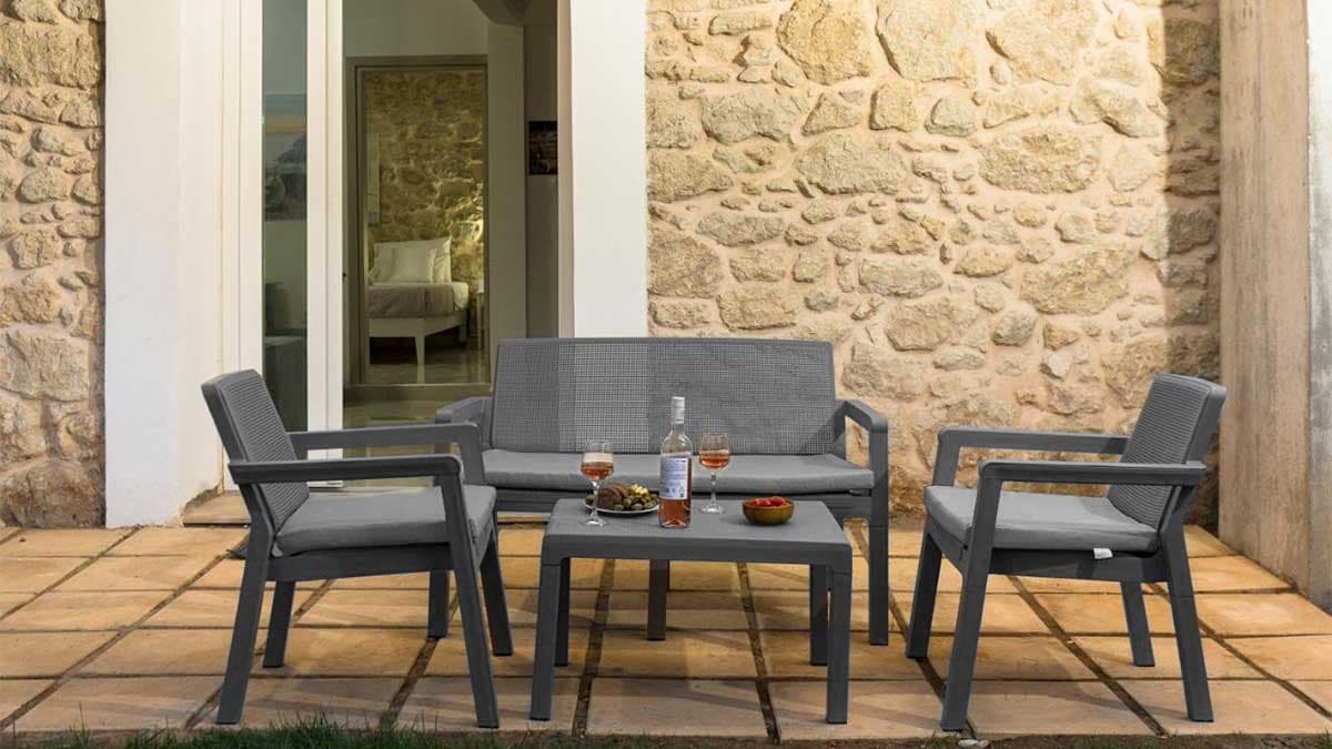 Garnitura Sa Jastucima - Za Dvorište i Terase - 2 Fotelje, Dvosed i Sto 