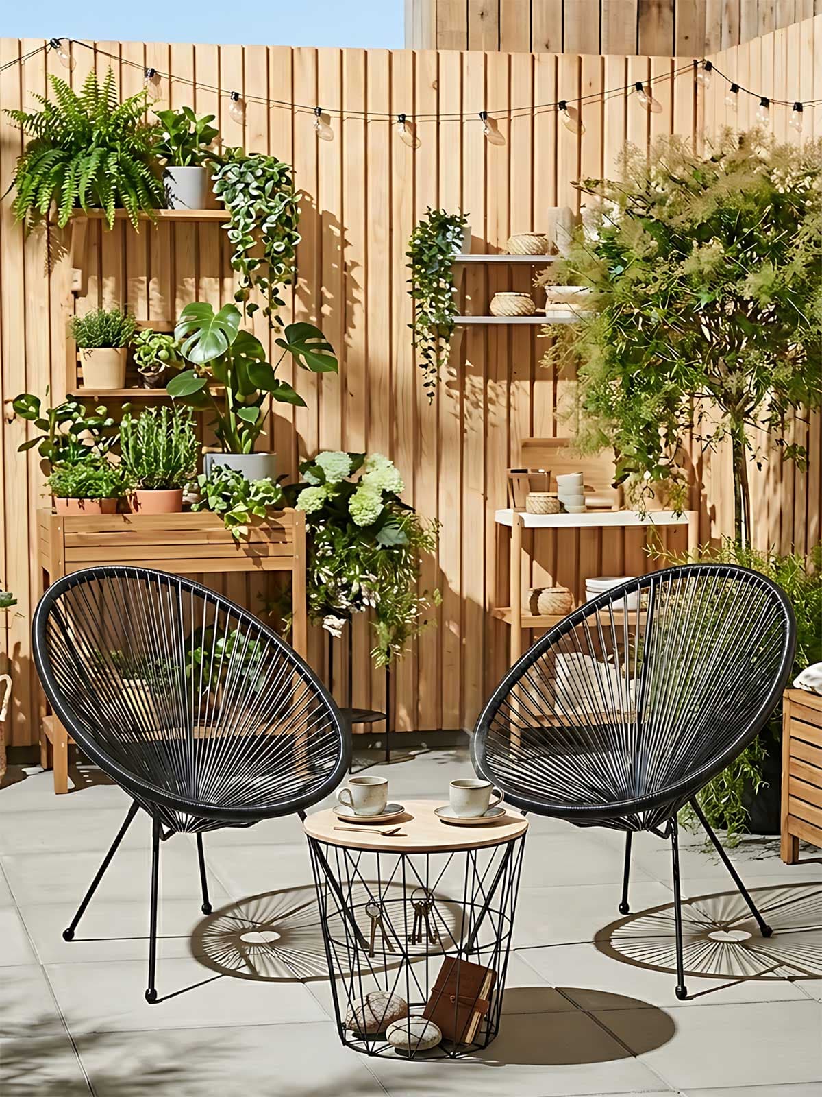 Kufi Atmosphera Black - Lounge Baštenska Garnitura - 2 Fotelje i Stočić