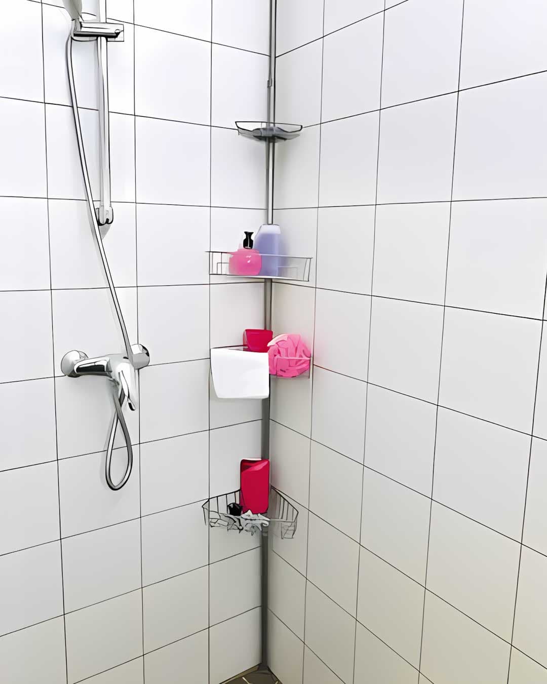 Teleskopski Nosač Sa 4 Police Za Kupatilo - Do 289 cm Visine Tendance 