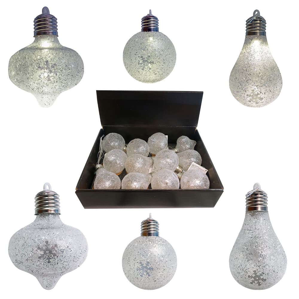 Svetleći ukrasi za novogodišnju jelku 12 komada