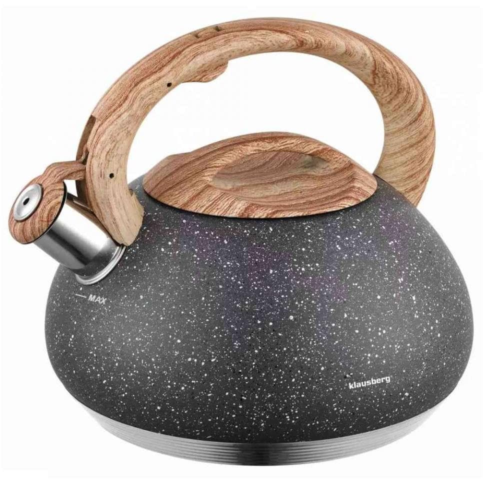 Klausberg KB7280 Čajnik Sa Piskom I Drvenom DrŠkom Crni Mermer 2.7L