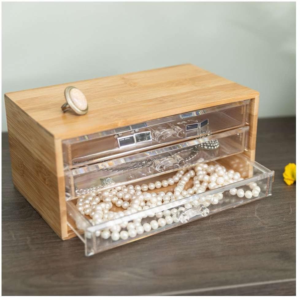 Kutija za nakit sa 3 fioke Bambus Estia