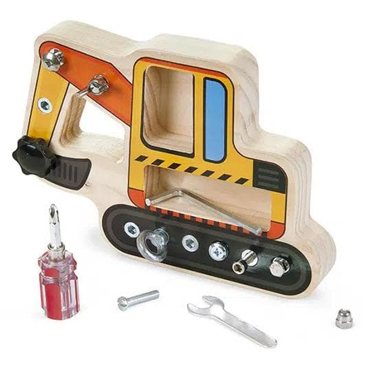 Igračka Drveni bager sa metalnim šrafovima i alatom PINO 6039