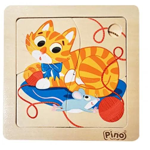 Drvena slagalica 4 dela Mačka i miš PINO 4733
