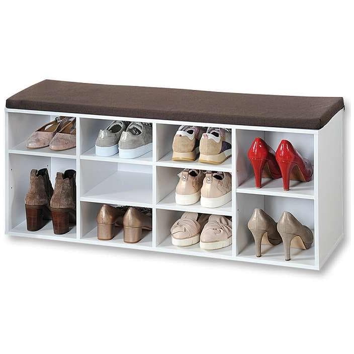 Kesper KSP15910 Beli Drveni Cipelarnik Sa Jastukom Za Sedenje