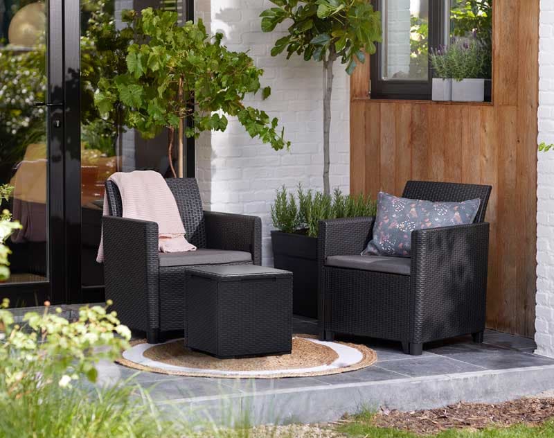 Balkonski set Marie sa box stolom Vigo Graphitte