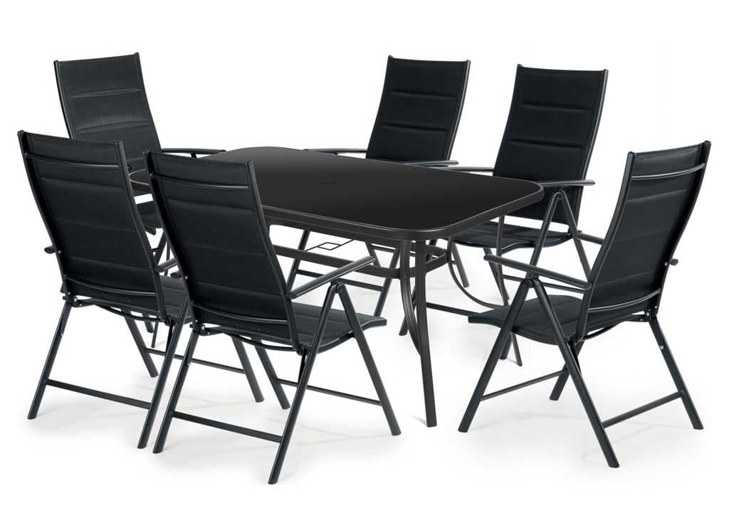 6 Podesivih Sklopivih Stolica i Sto - Set Fieldmann Dolores Black