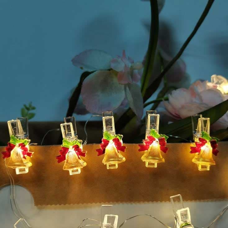 LED Svetleći niz na baterije Sa štipaljkama Zvončići 0.9m