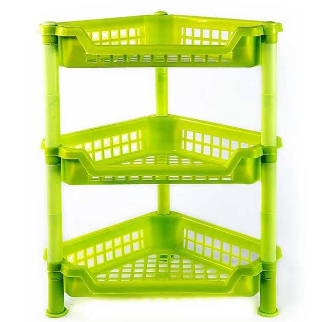 Ugaona plastična polica sa 3 odvojiva nivoa