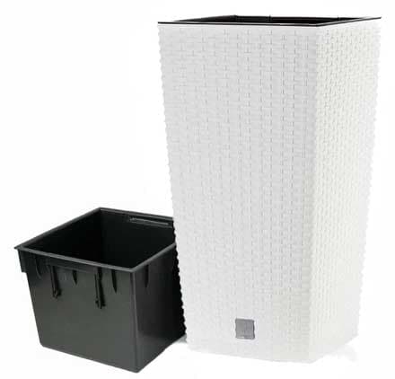 Visoka saksija sa uloškom Ratan Look 27x27x50 cm Bela