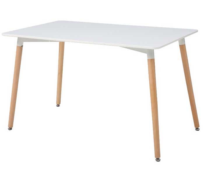 Trpezarijski pravougaoni sto 120x80 cm sa drvenim nogarima White