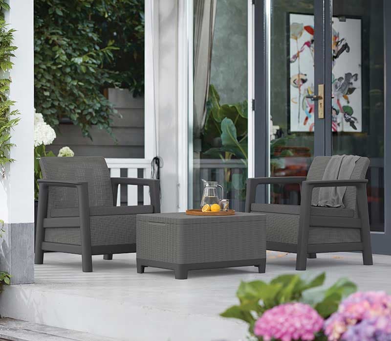 Keter Scandi Linea Balcony Set sa Box stolom Grafit
