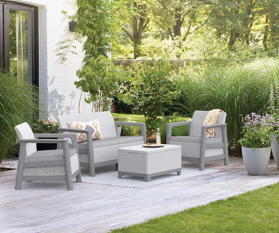 Keter Scandi Linea 2-Seater Set sa Box stolom Siva