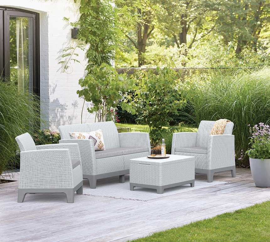 Keter Scandi Forma 2-Seater Set sa dvosedom i Box stolom Siva