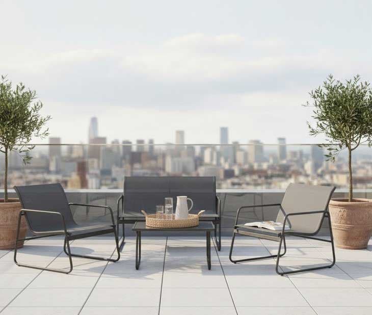 Baštenska garnitura sa dvosedom Luna Black