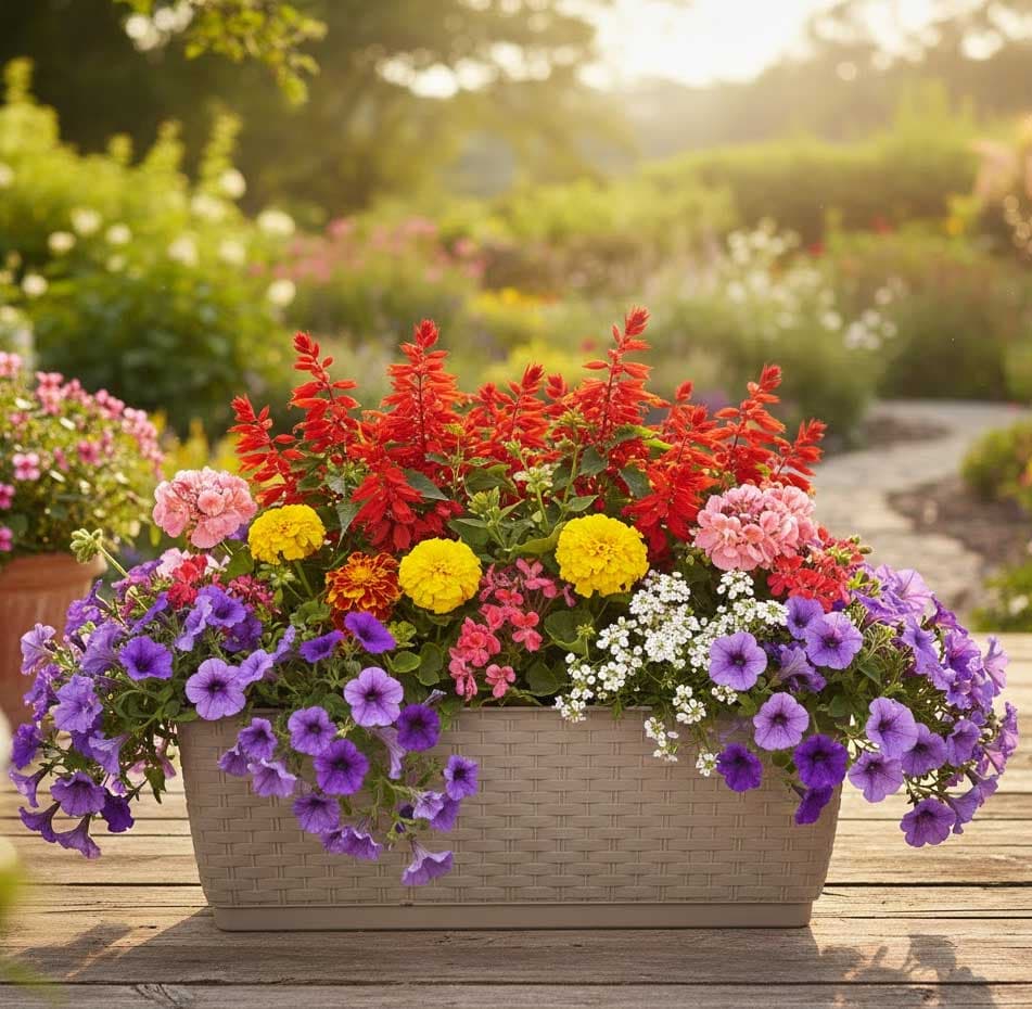 Žardinjera za cveće Ratan Look 40cm Cappuccino